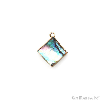 Abalone Shell 14mm Square Single Bail Gold Electroplated Connector