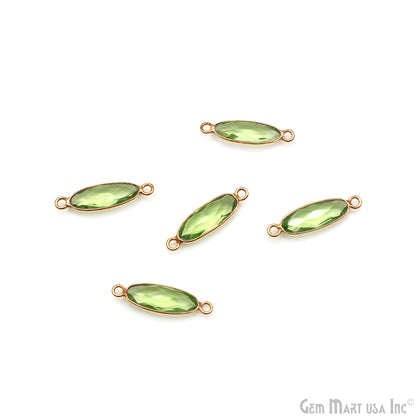 Faceted Oval 5x15mm Gold Plated Double Bail Gemstone Bezel Connector