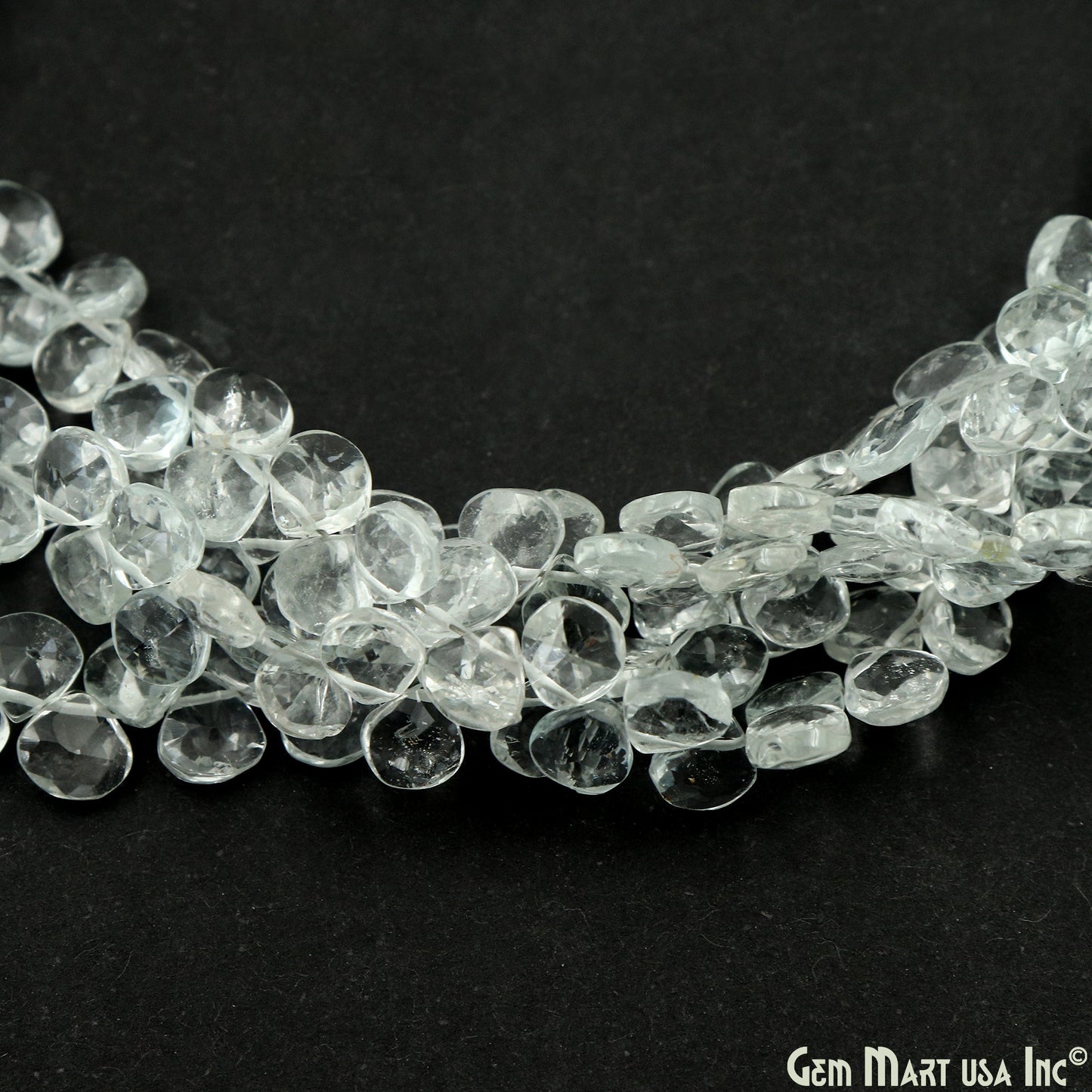 Crystal Heart Beads, 8 Inch Gemstone Strands, Drilled Strung Briolette Beads, Heart Shape, 6mm