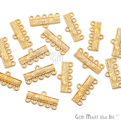 2 Pair Lot Gold End Bar, 5 Strand, Gold Plated Multi Strand Connector - GemMartUSA