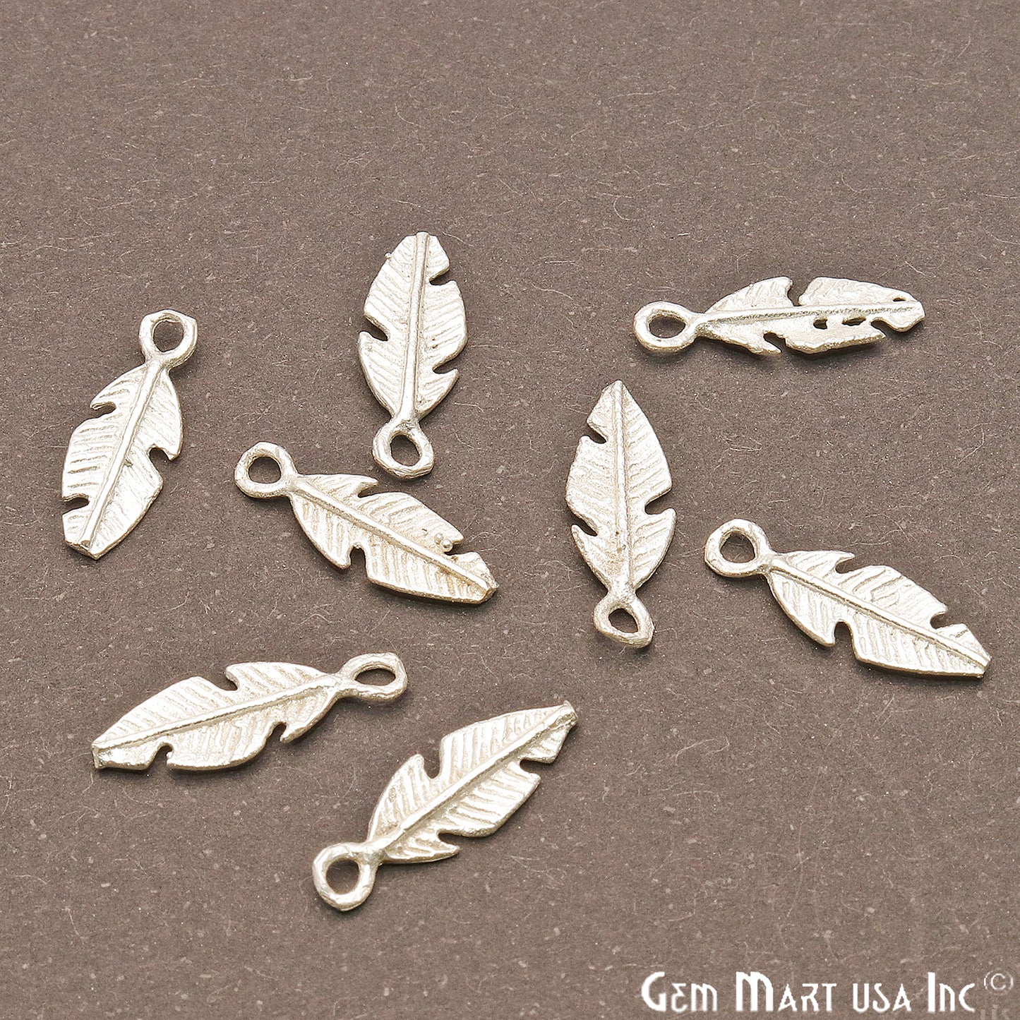 5pc Lot Leaf Finding 18x6mm Silver Chandelier Jewelry Charm - GemMartUSA