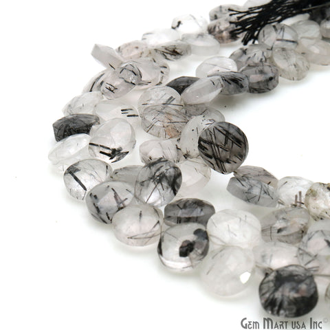Rutilated Heart Beads, 8 Inch Gemstone Strands, Drilled Strung Briolette Beads, Heart Shape, 8mm