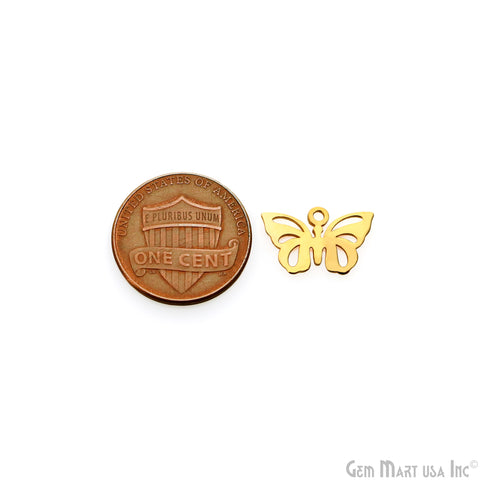 Butterfly Charm Laser Finding Gold Plated 15.35x10mm Charm For Bracelets & Pendants