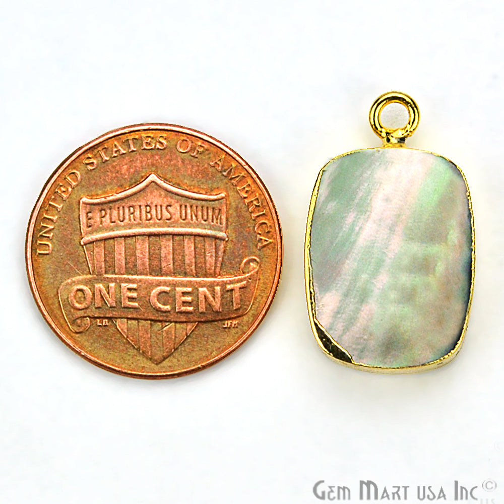 Abalone 12x16mm Octagon Shape Gold Electroplated Single Bail Gemstone Connector - GemMartUSA