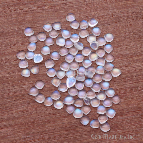 Rainbow Moonstone Cabochon 4mm Heart June Birthstone Loose gemstones - GemMartUSA