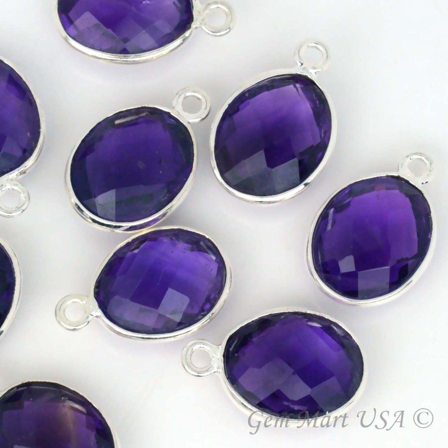 Oval 10x12mm Single Bail Silver Bezel Gemstone Connector