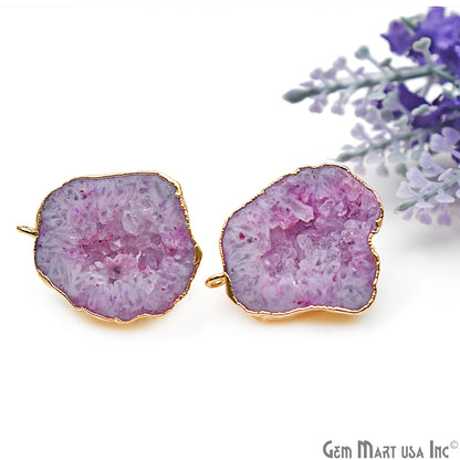 DIY Agate Slice Geode Druzy Gold Edged Loop Connector Studs Earrings