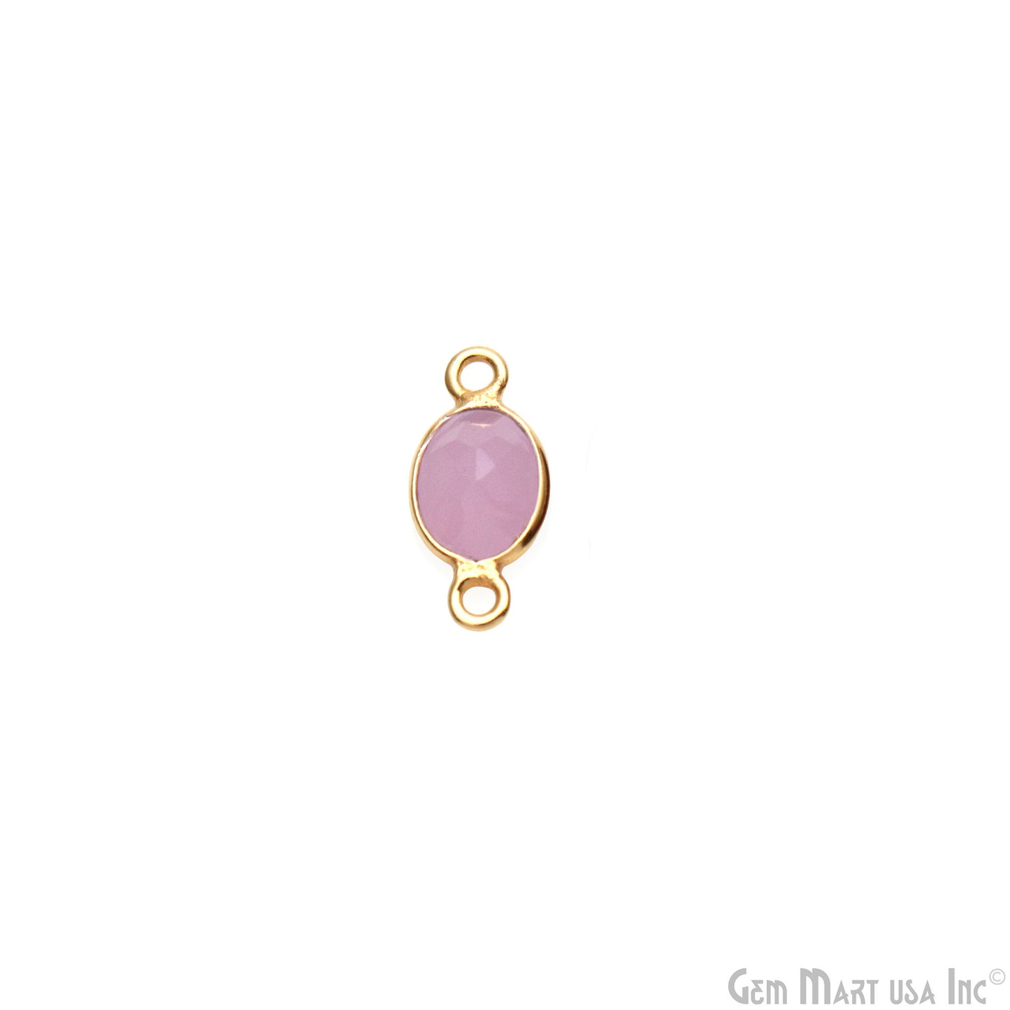 Rose Chalcedony Oval 6x8mm Double Bail Gold Bezel Gemstone Connector