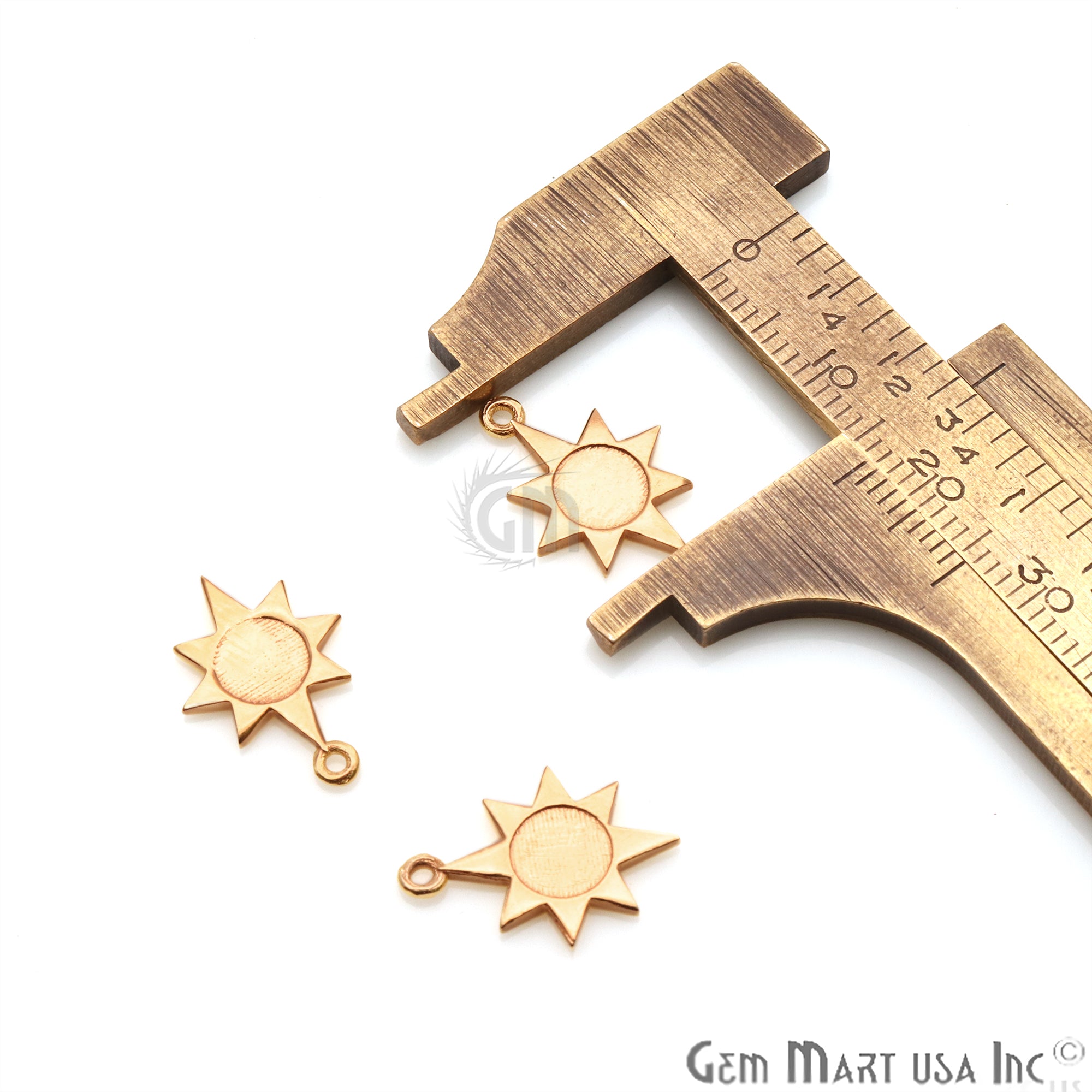 Sun Shape 17x12mm Gold Plated Finding Charm, DIY Jewelry - GemMartUSA