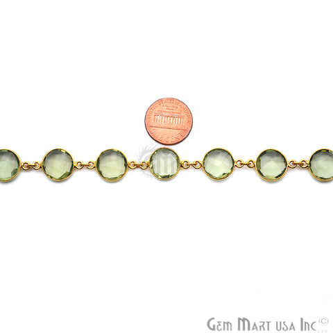 Green Amethyst 12mm Round Gold Plated Continuous Connector Chain - GemMartUSA (764270805039)