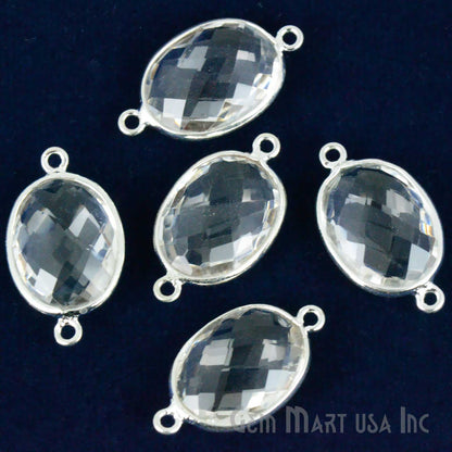 Oval 12x16mm Double Bail Silver Bezel Gemstone Connector