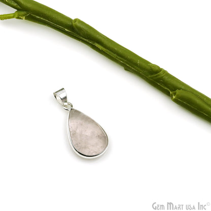 Rose Quartz Gemstone Pears 29x16mm Sterling Silver Necklace Pendant 1PC