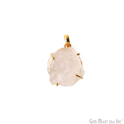 Natural Morganite Organic 28x22mm Gold Plated Prong Setting Single Bail Gemstone Pendant