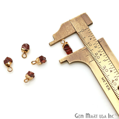 Rough Garnet Gemstone 12x5mm Organic Gold Edged Connector - GemMartUSA