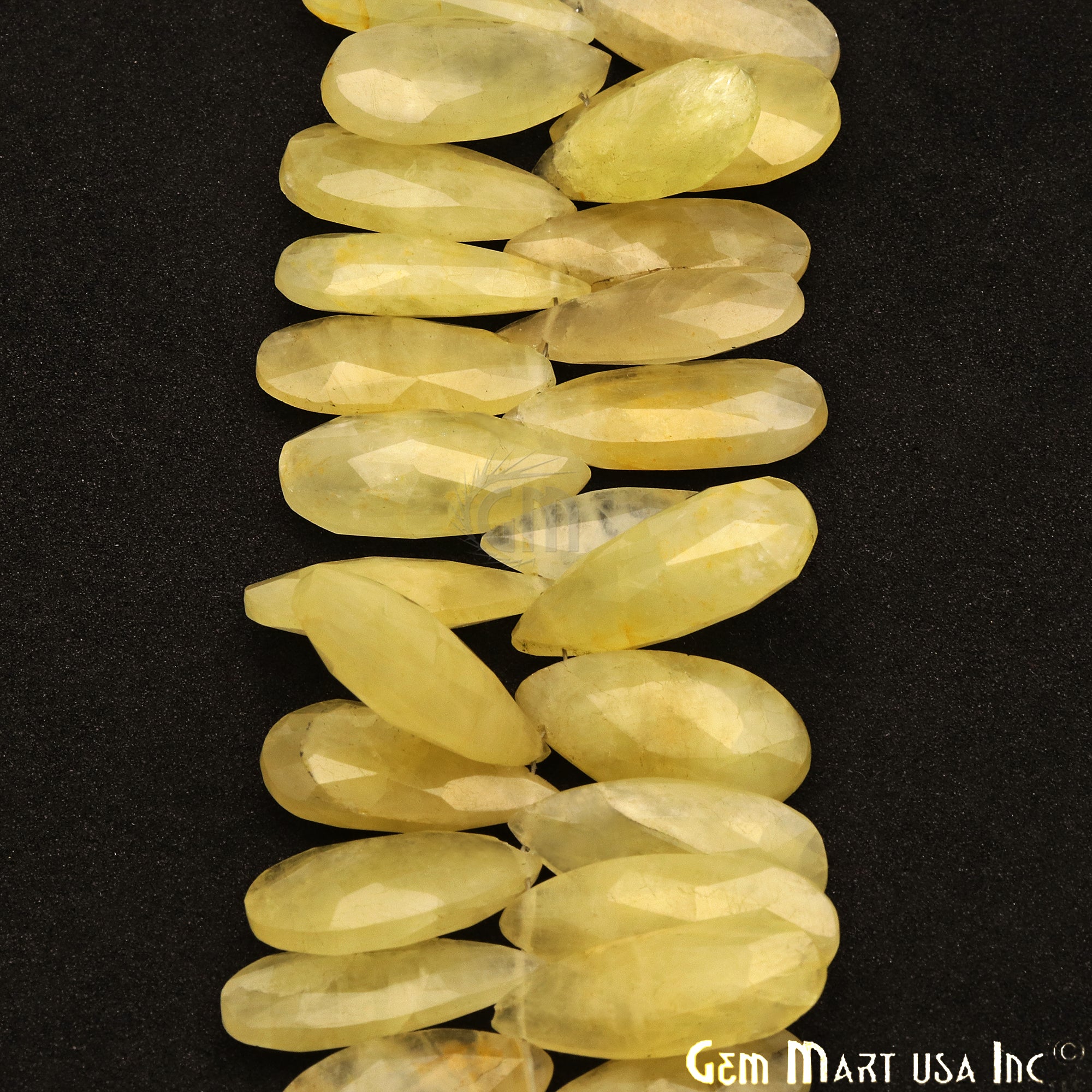 Yellow Aventurine Pears 10x28mm Crafting Beads Gemstone Briolette Strands 8 Inch - GemMartUSA