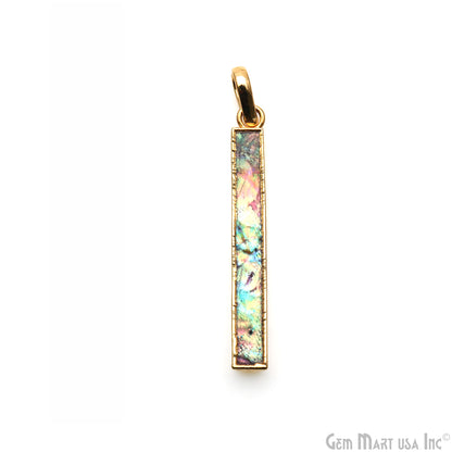 Abalone 45x7mm Gold Electroplated Bar Necklace Pendant