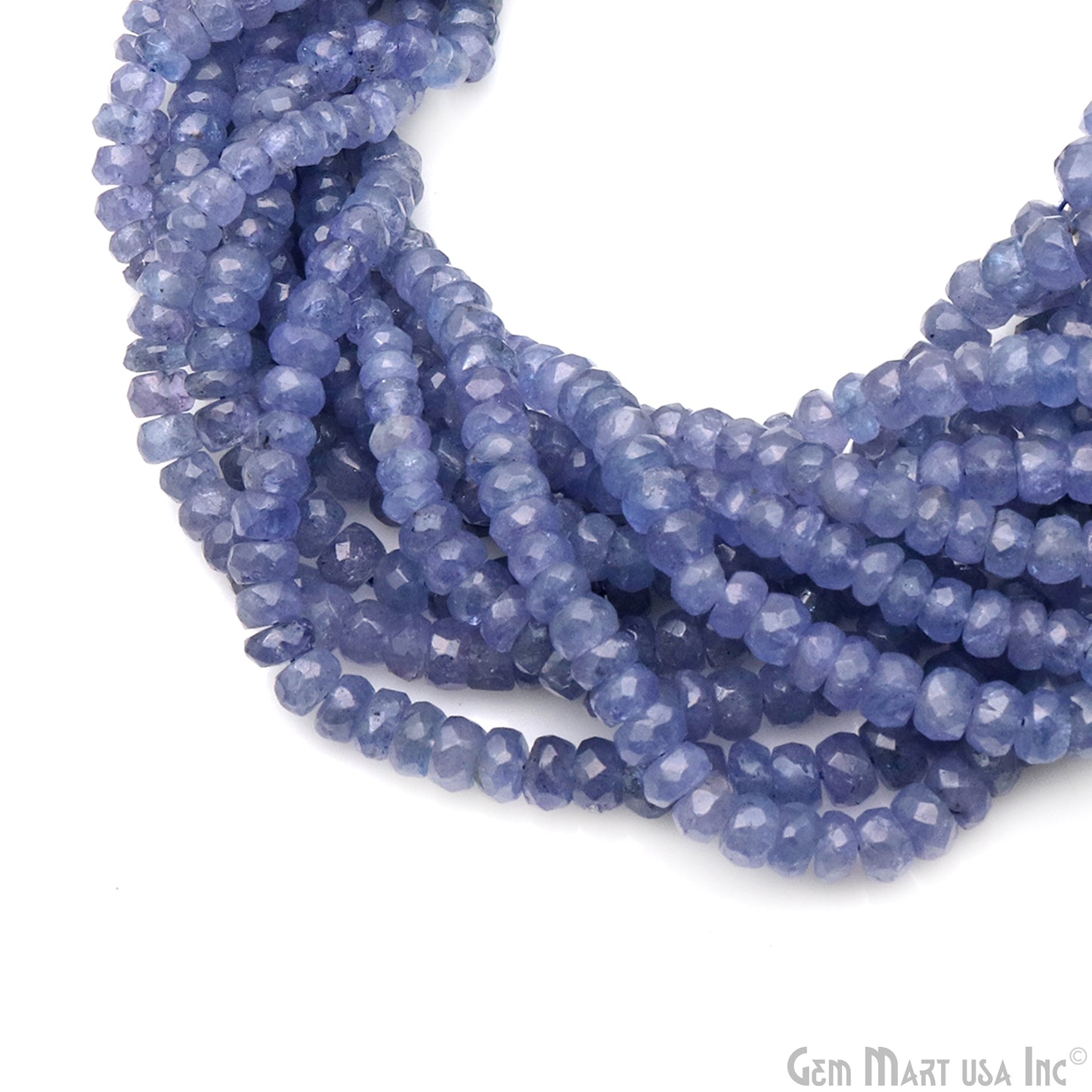 Tanzanite Rondelle Beads, 13 Inch Gemstone Strands, Drilled Strung Nugget Beads, Faceted Round, 4-5mm