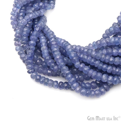 Tanzanite Rondelle Beads, 13 Inch Gemstone Strands, Drilled Strung Nugget Beads, Faceted Round, 4-5mm