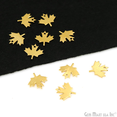Maple Leaf Charm Laser Finding Gold Plated 15x14.8mm Charm For Bracelets & Pendants