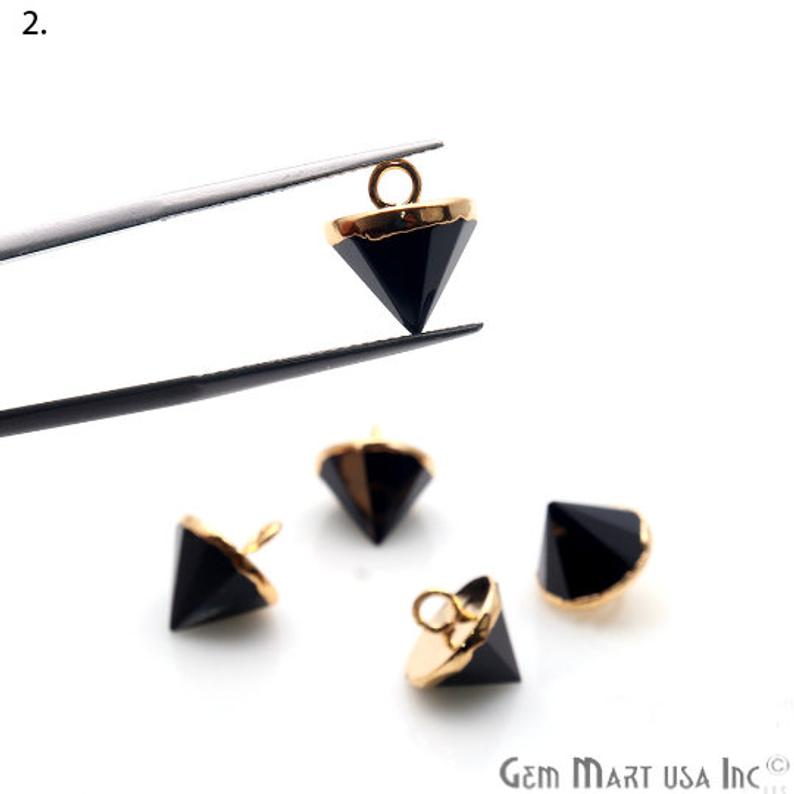 Gemstone 11x10mm Single Point Gold Bracelets Charm Connector