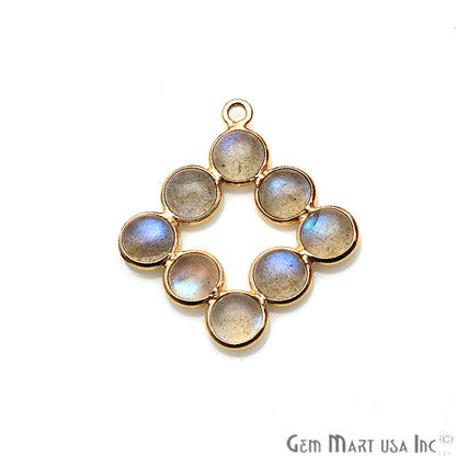 DIY, Labradorite Gold Plated 33x24mm Square Chandelier Finding Component - GemMartUSA