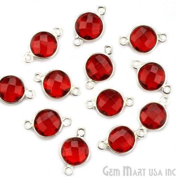 Round 8mm Double Bail Silver Plated Gemstone Connectors (Pick Your Lot Size) - GemMartUSA