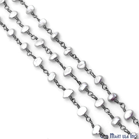 Gray Pearl Free Form Beads 5-6mm Oxidized Gemstone Rosary Chain