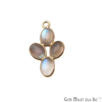 DIY, Labradorite Gold Plated 23X15mm Flower Chandelier Finding Component - GemMartUSA