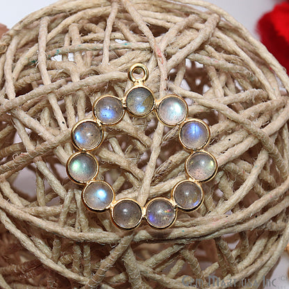 DIY, Labradorite Gold Plated 26X23mm Round Chandelier Finding Component - GemMartUSA