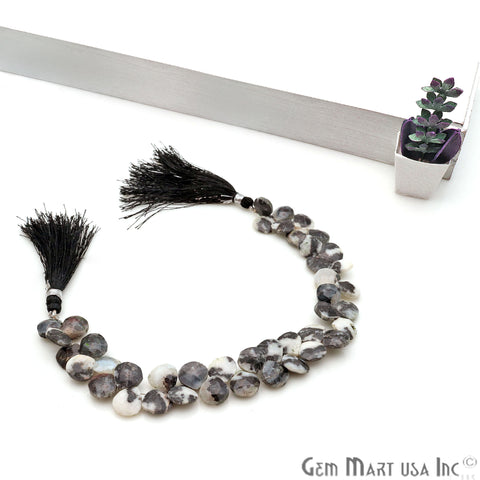 Zebra Jasper Heart 9mm Crafting Beads Gemstone Strands 8INCH - GemMartUSA