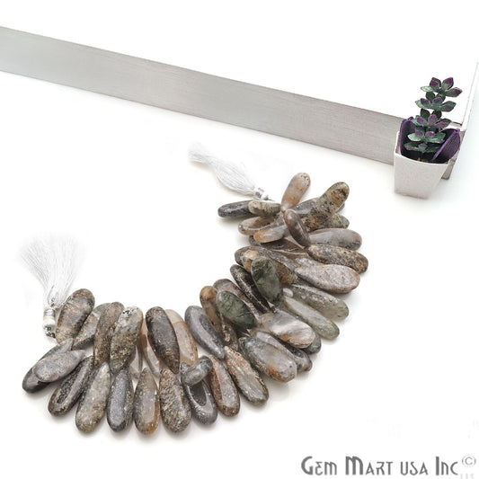 Black Sunstone Pears 31x10mm Crafting Beads Gemstone Strands 8INCH - GemMartUSA