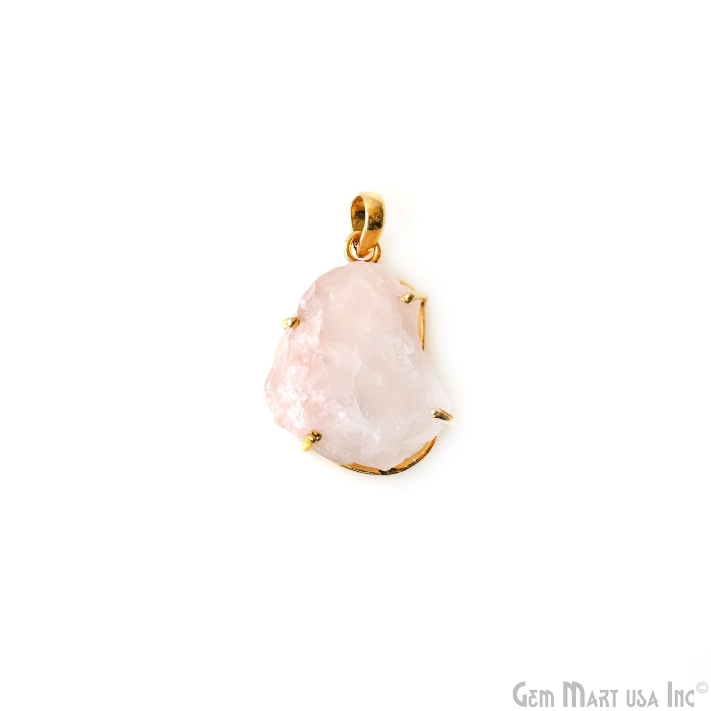 Natural Morganite Organic 32x21mm Gold Plated Prong Setting Single Bail Gemstone Pendant