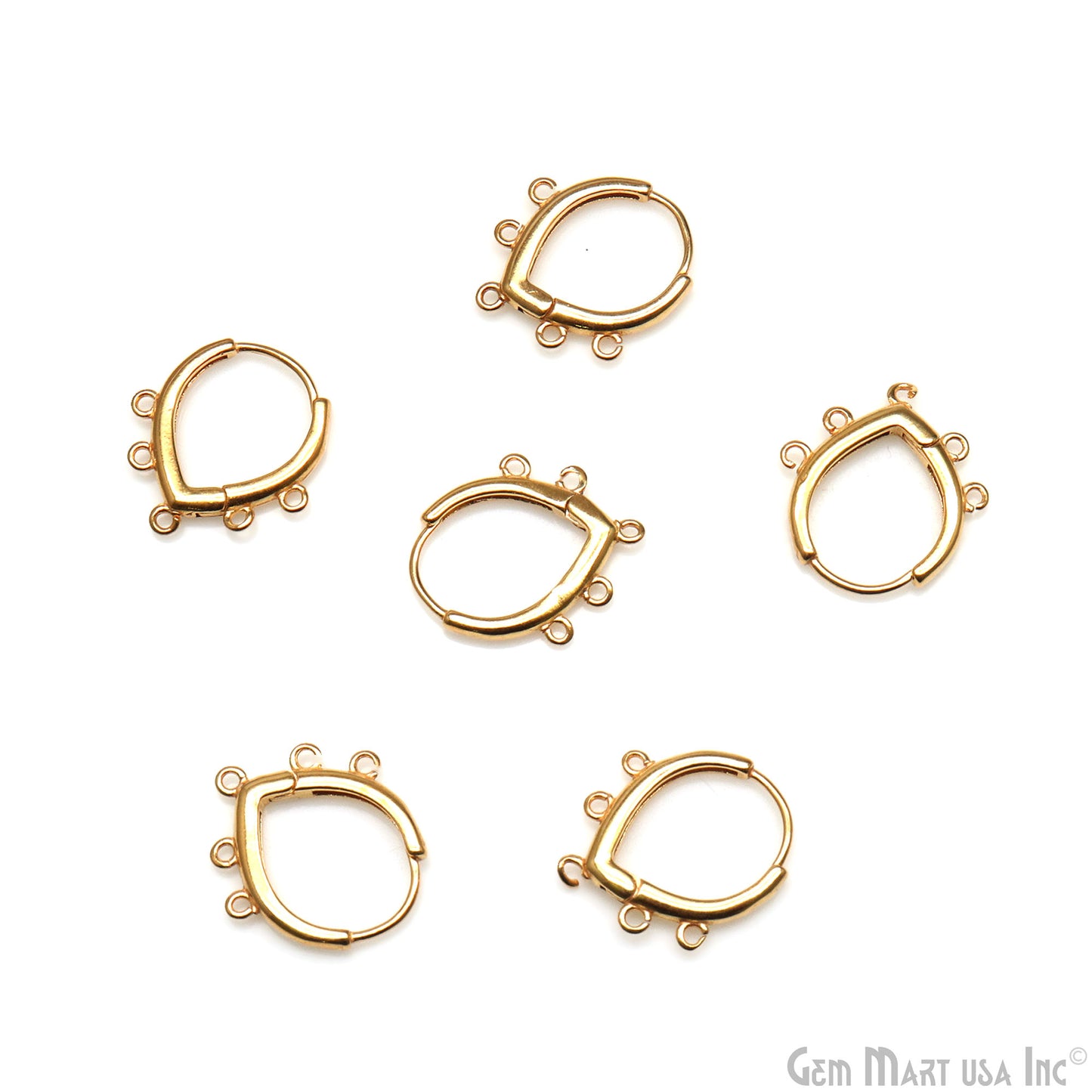 DIY Pears 5 Loop Hoop Clasp Finding Studs Gold Plated Hoop Earring 1 Pair