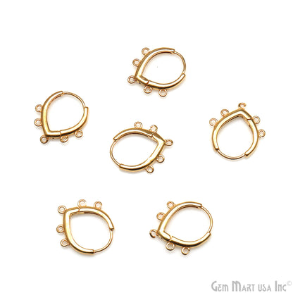 DIY Pears 5 Loop Hoop Clasp Finding Studs Gold Plated Hoop Earring 1 Pair