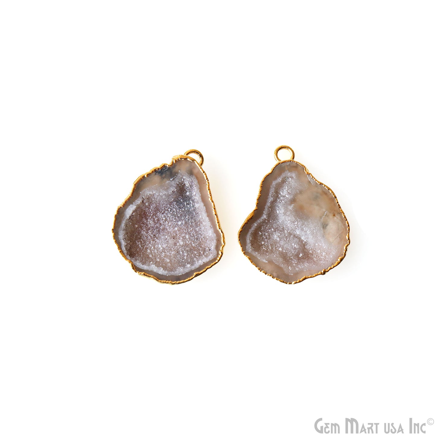 Geode Druzy 32x26mm Organic Gold Electroplated Single Bail Gemstone Earring Connector 1 Pair