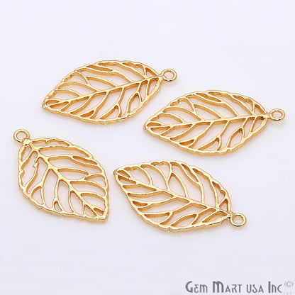 Leaf Shape Gold Plated Finding Jewelry Charm - GemMartUSA