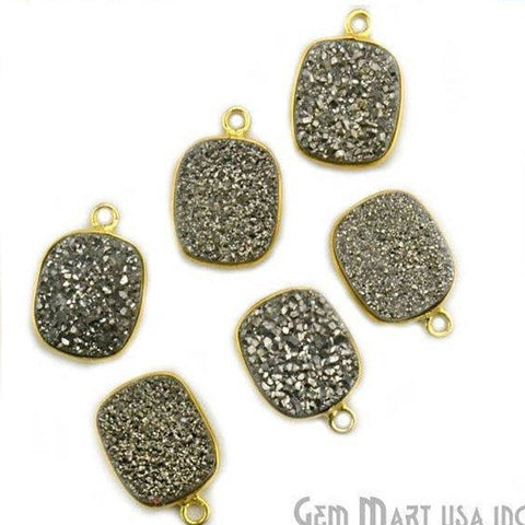 Titanium Druzy 8x10mm Octagon Single Bail Gold Bezel Gemstone Connector