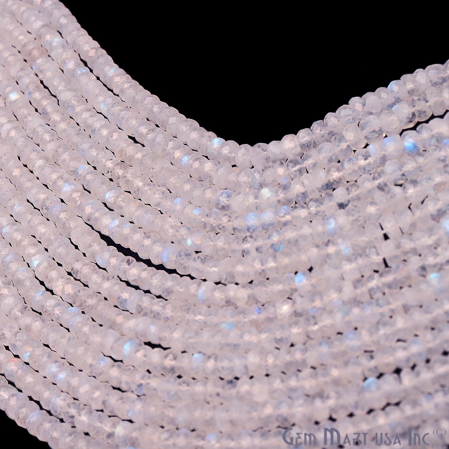 Rainbow Moonstone 6-7mm Round Rondelle Strand Beads - GemMartUSA