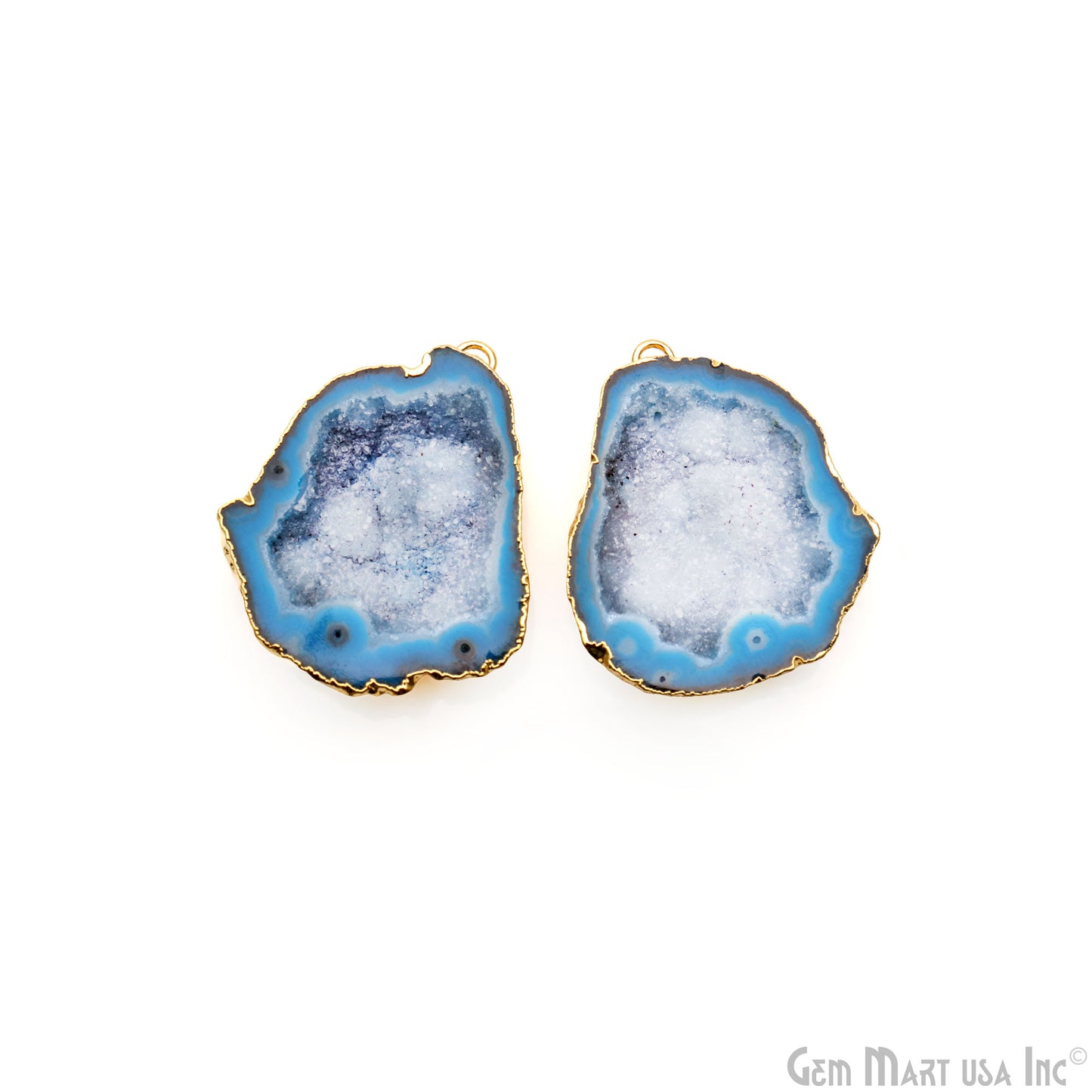 Geode Druzy 36x30mm Organic Gold Electroplated Single Bail Gemstone Earring Connector 1 Pair