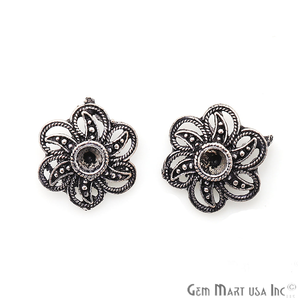 Flower Shape Oxidized 16x13mm Charm For Bracelets & Pendants - GemMartUSA