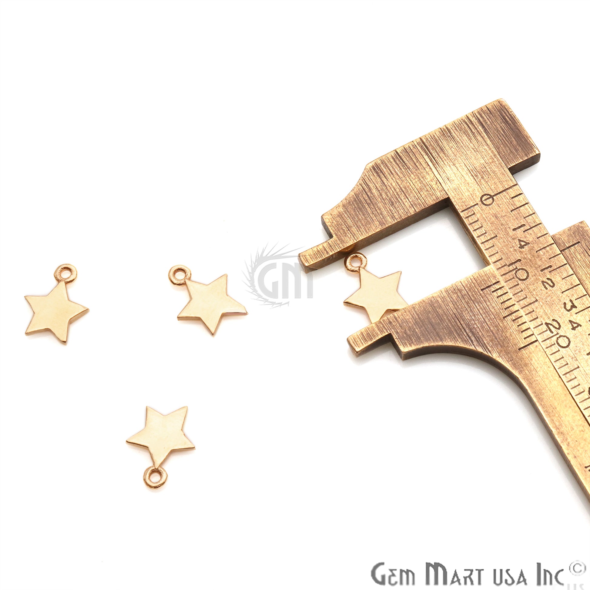 Star Shape 10x8mm Gold Plated Finding Charm, DIY Jewelry - GemMartUSA