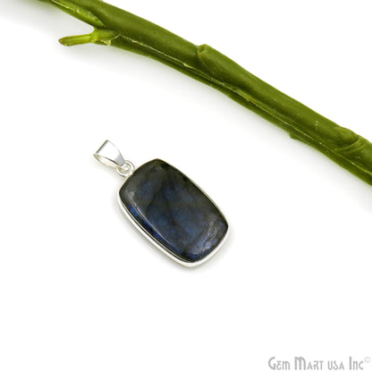 Labradorite Gemstone Rectangle 32x18mm Sterling Silver Necklace Pendant 1PC