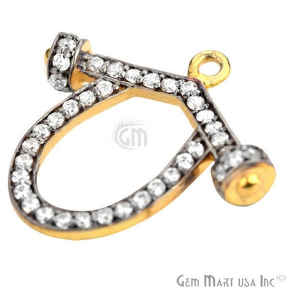 Cubic Zircon Pave Charm Gold Vermeil Charm For Bracelet & Pendants - GemMartUSA