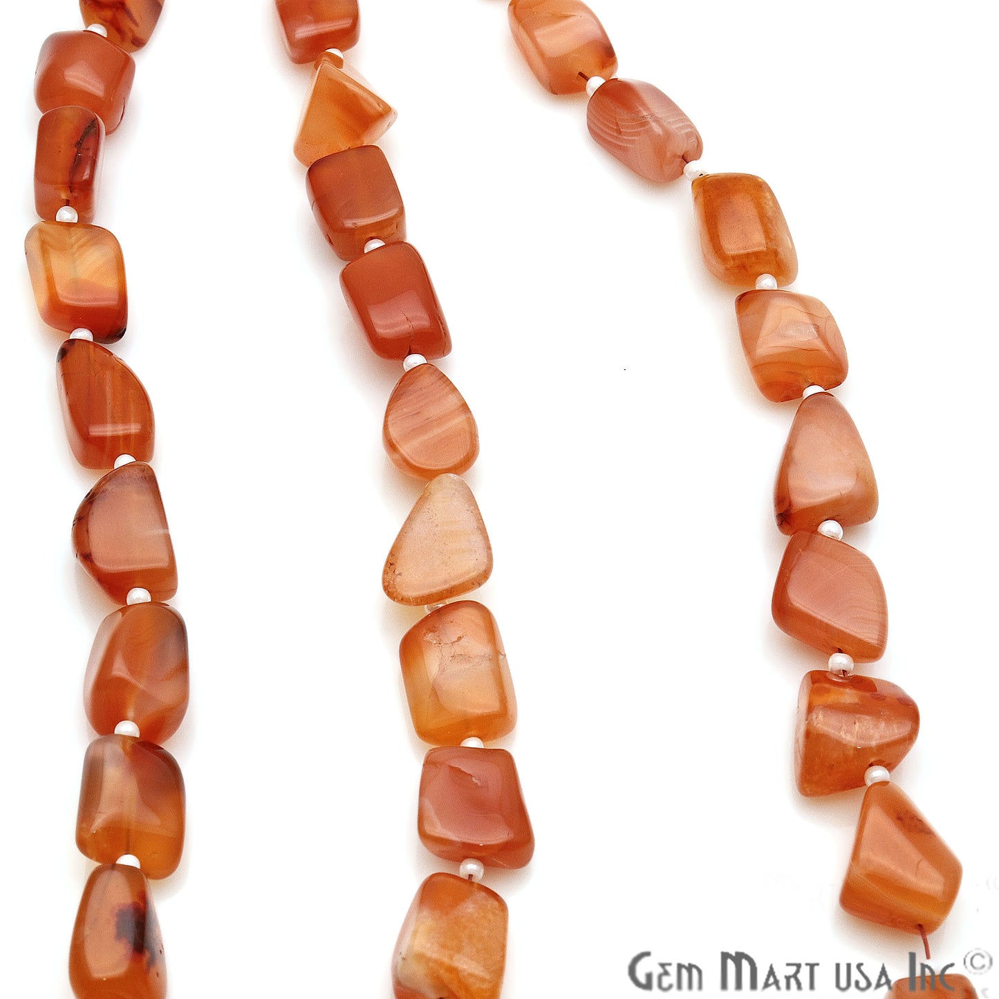 Carnelian Free Form 12x8mm Tumble Beads Gemstone Strands - GemMartUSA