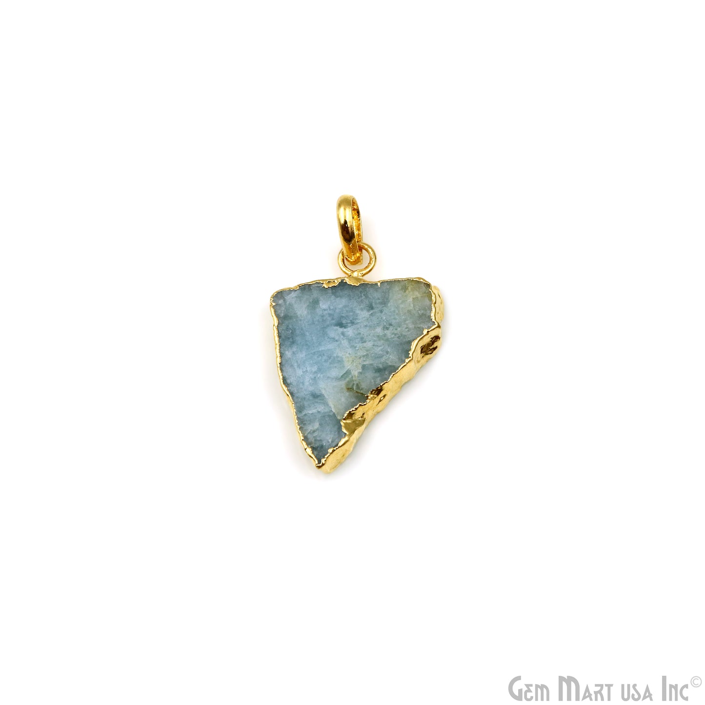 Aquamarine Free Form shape 31x21mm Gold Electroplated Gemstone Single Bail Pendant