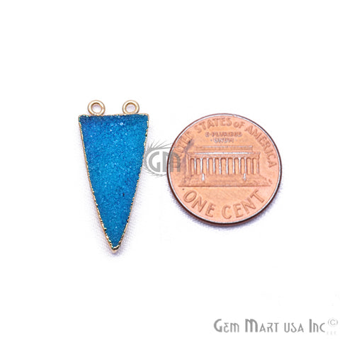 Triangle 30x14mm Gold Electroplated Cat Bail Druzy Connector