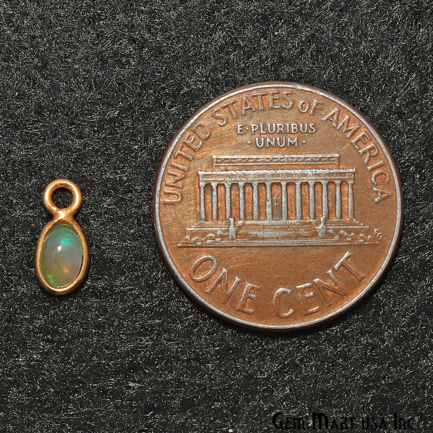 Opal Cabochon Oval 4x3mm Gold Plated Single Bail Gemstone Connector - GemMartUSA