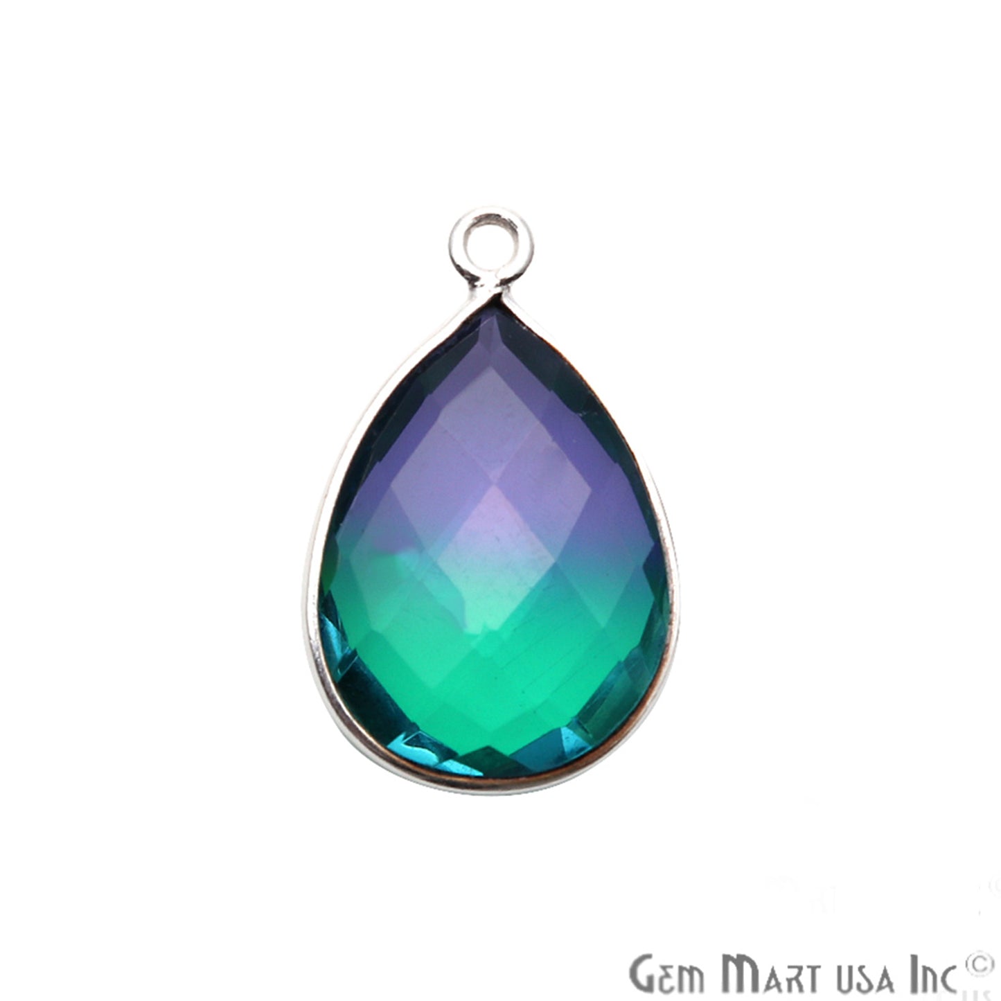 Green And Purple Aura Quartz 12x16mm Pears Doublet Connector - GemMartUSA