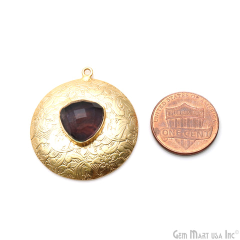 Textured Gold Electroplated Gemstone Single Bail DIY Jewelry Pendant