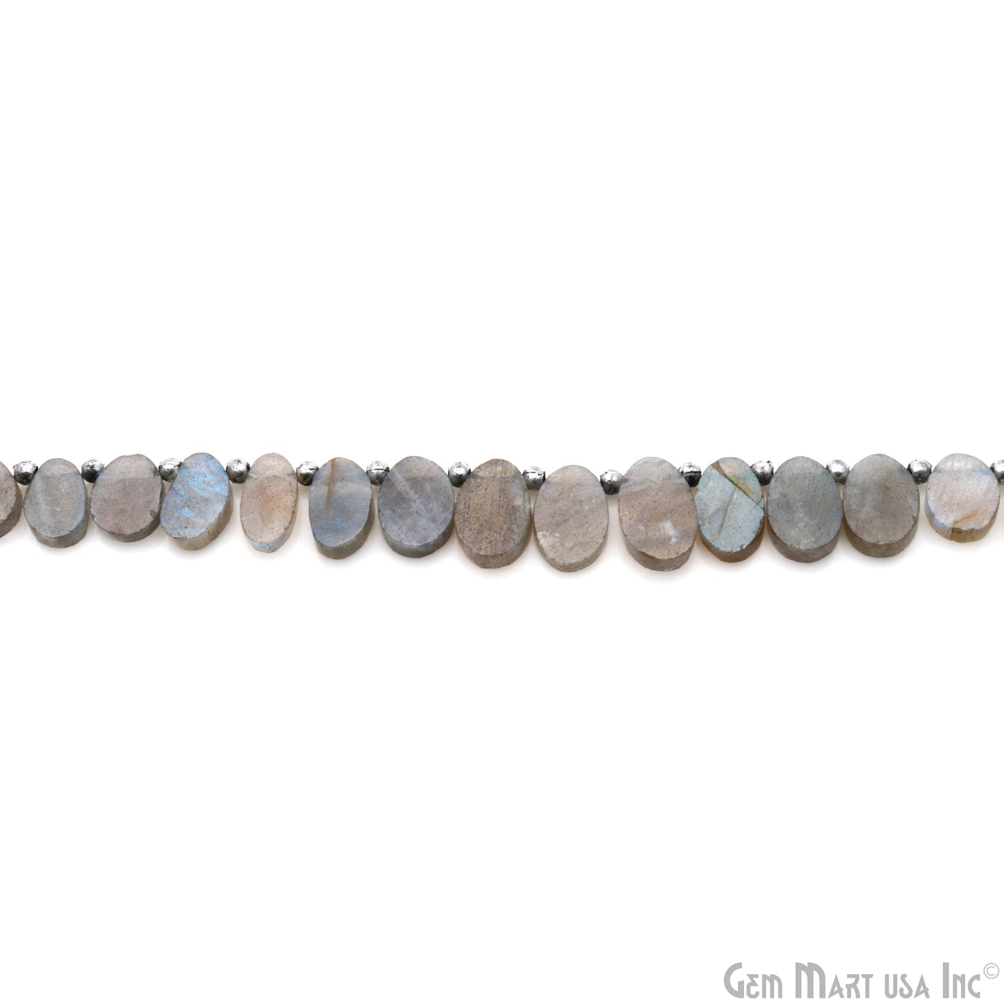 Labradorite Oval Beads, 6 Inch Gemstone Strands, Drilled Strung Briolette Beads, Oval Shape, 8x12mm